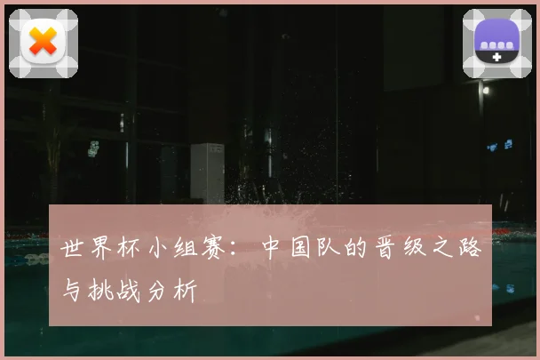 世界杯小组赛：中国队的晋级之路与挑战分析